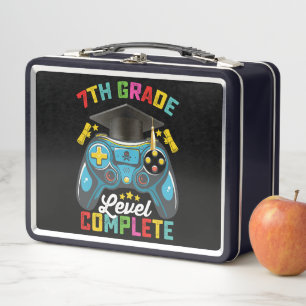 7th Grade Level Complete Graduation Gaming Gamer Metal Lunch Box