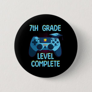 7th Grade Level Complete Last Day Of School Funny 6 Cm Round Badge