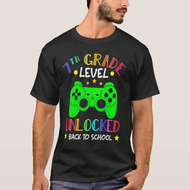 7th Grade Level Unlocked Video Game Back To School T-Shirt (Front)