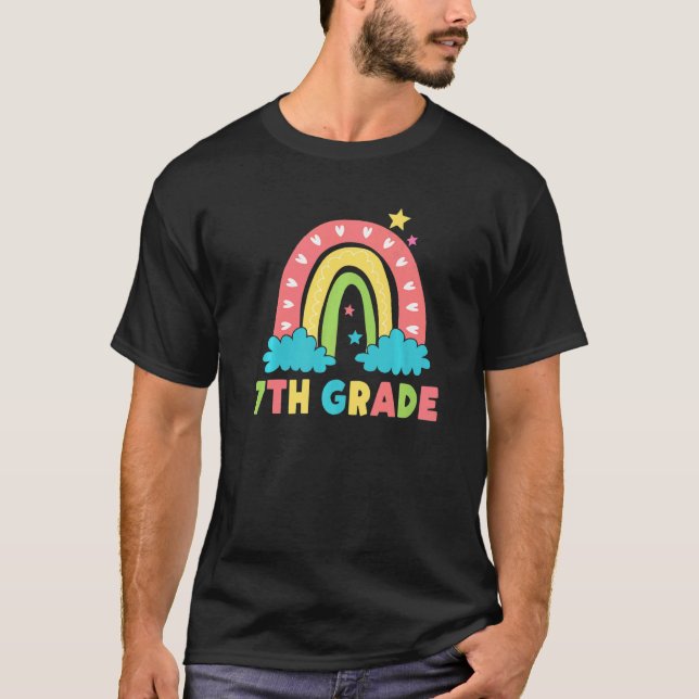 7th Grade Rainbow Girl Boys Teacher Hello 7th Grad T-Shirt (Front)