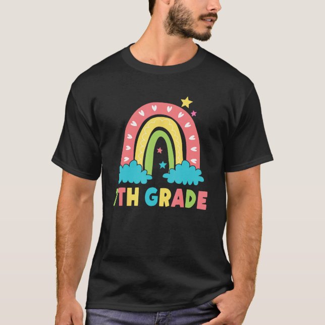 7th Grade Rainbow Girl Boys Teacher Hello 7th Grad T-Shirt (Front)