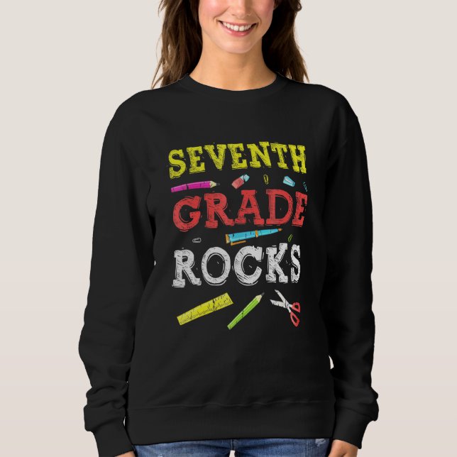7th Grade Rocks Back To School Teacher Sweatshirt (Front)