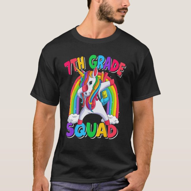 7th Grade Squad Dabbing Unicorn Back to School Kid T-Shirt (Front)