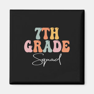 7th Grade Squad Retro Groovy Women Happy First Day Magnet