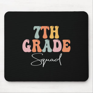 7th Grade Squad Retro Groovy Women Happy First Day Mouse Mat