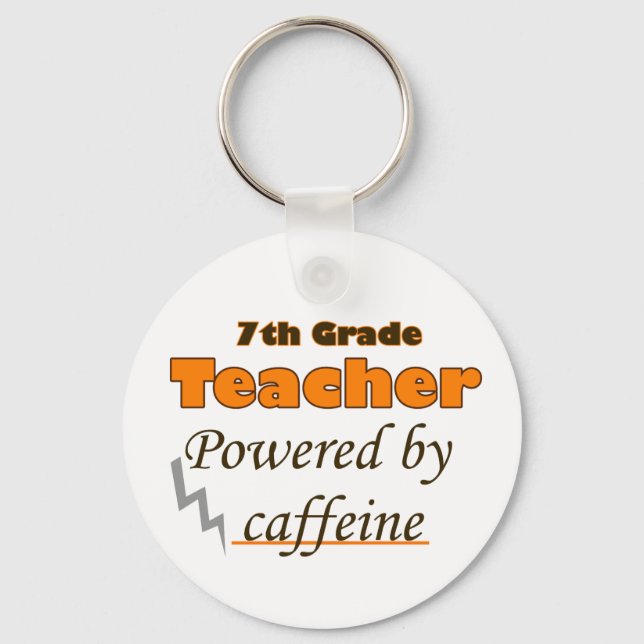 7th Grade Teacher Powered by caffeine Key Ring (Front)