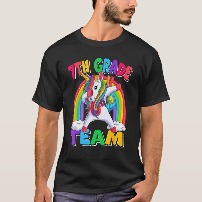 7th Grade Team Dabbing Unicorn Back to School Kids T-Shirt (Front)