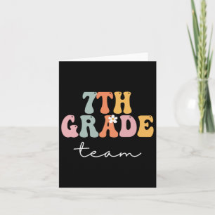 7th Grade Team Retro Groovy Women Happy First Day Card