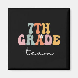 7th Grade Team Retro Groovy Women Happy First Day  Magnet