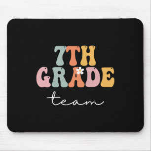 7th Grade Team Retro Groovy Women Happy First Day Mouse Mat