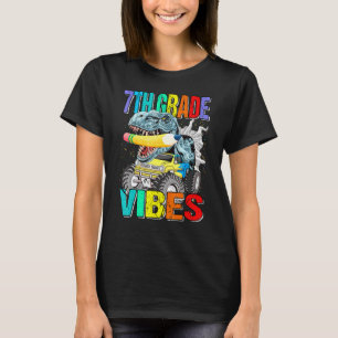 7th Grade Vibes Monster Truck Dinosaur T-Shirt