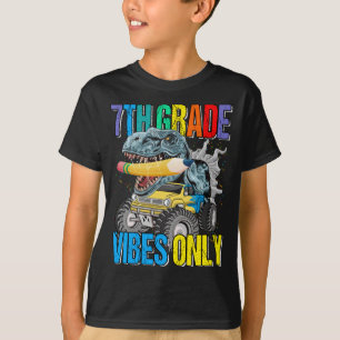 7th Grade Vibes Only Monster Truck Dinosaur Boys T-Shirt