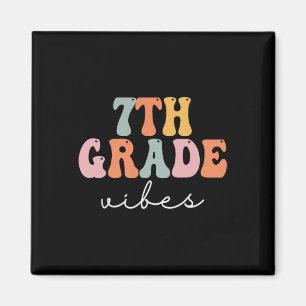 7th Grade Vibes Retro Groovy Women Happy First Day Magnet