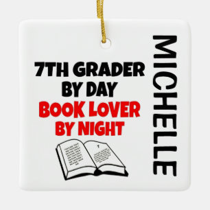 7th Grader loves Reading CUSTOM Ceramic Ornament