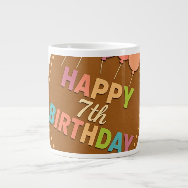 7th happy birthday  large coffee mug (Front)