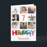 7th Happy Birthday Photo Collage Modern Pink Card<br><div class="desc">7th Happy Birthday Photo Collage Modern Pink Card with personalised name. For further customisation,  please click the "Customise it" button and use our design tool to modify this template.</div>