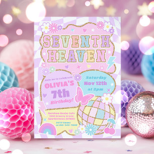 7th Heaven Preppy Varsity Patch Birthday Party Invitation