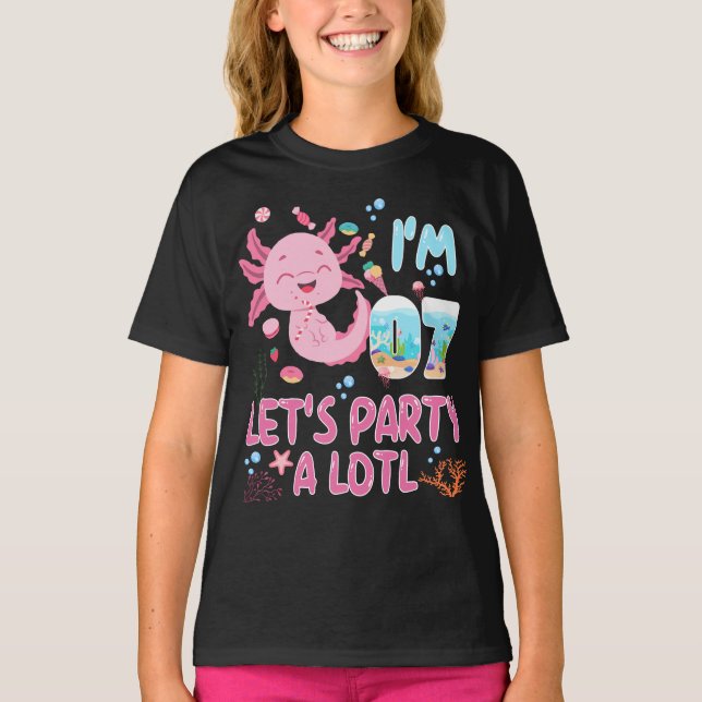 7th I'm 7 Birthday Girl Axolotl Lover Gifts T-Shirt (Front)