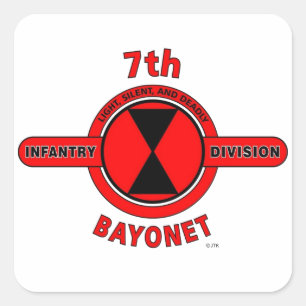 7TH INFANTRY DIVISION "BAYONET DIVISION" SQUARE STICKER