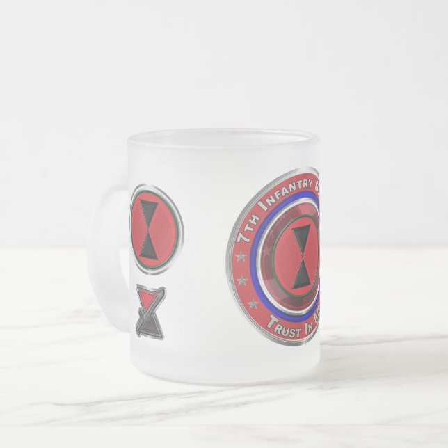 7th Infantry Division  Frosted Glass Coffee Mug (Front Left)