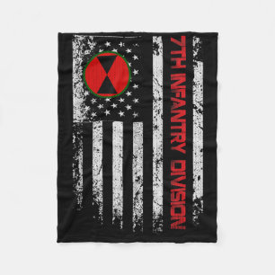 7th Infantry Division Vintage Usa Flag Military Ve Fleece Blanket