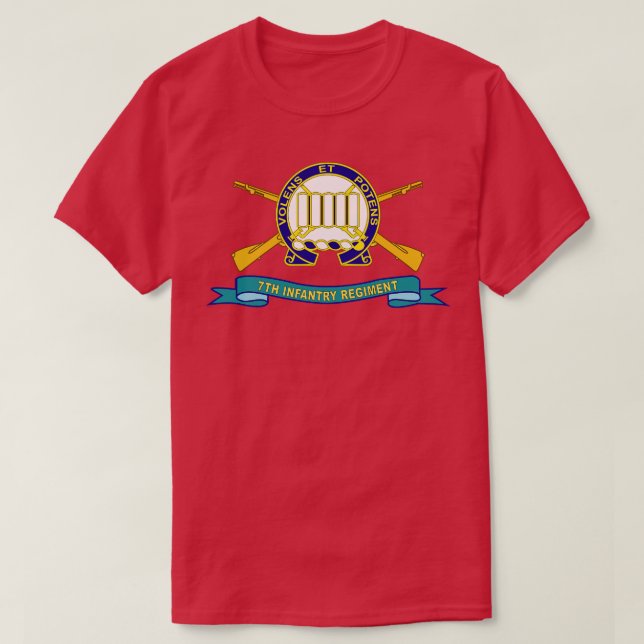 7th Infantry Regiment w Br Ribbon X T-Shirt (Design Front)