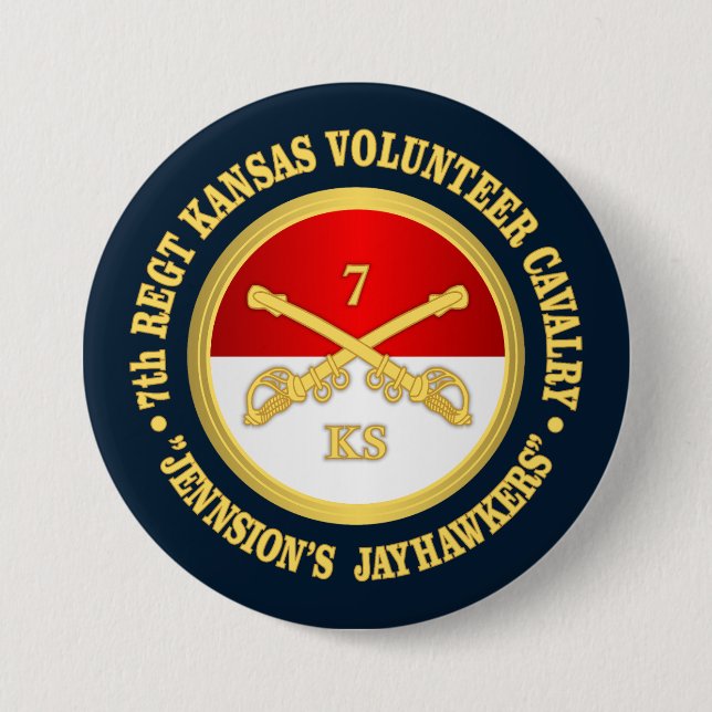 7th Kansas Cavalry   7.5 Cm Round Badge (Front)