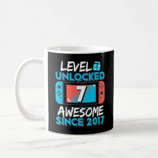 7Th Level 7 Unlocked Awesome 2017 Video Gamer Coffee Mug (Left)