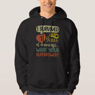 7th Marriage Anniversary Couples I Survived 7 Yea Hoodie