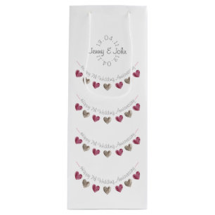 7th or any wedding wool bunting anniversary wine gift bag