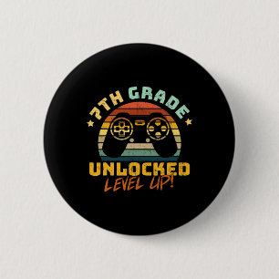 7th Seventh Grade Unlocked Level Up Game Back To S 6 Cm Round Badge