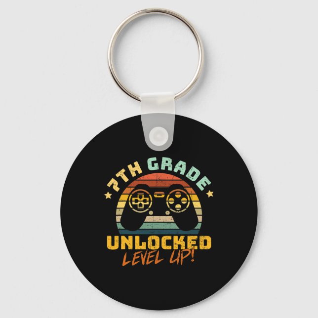 7th Seventh Grade Unlocked Level Up Game Back To S Key Ring (Front)
