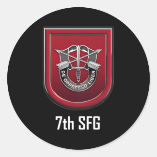 7Th Special Forces Sfg Beret Flash Unit Crest Classic Round Sticker