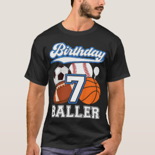 7Th Sports Birthday Party Seven Year Old Boy T-Shirt