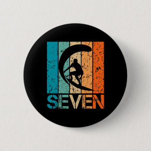 7th Surfing Birthday 7 Year Old 7yr Boy Girl Birth 6 Cm Round Badge