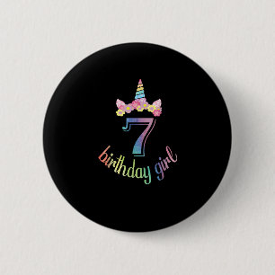 7th Unicorn Birthday girl t-shirt 7 years old part 6 Cm Round Badge