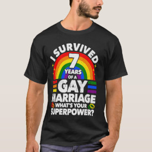 7th Wedding Anniversary 7 Years Gay Marriage Husba T-Shirt