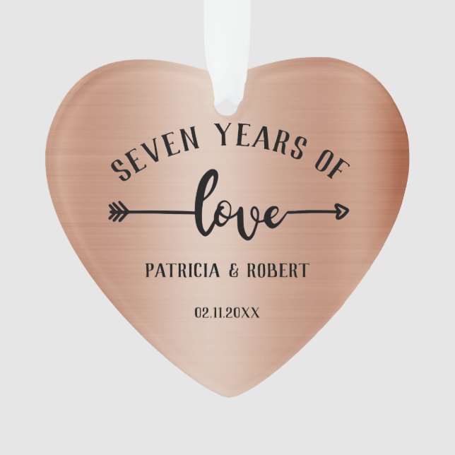 7th Wedding Anniversary Copper Anniversary Photo Ornament (Front)