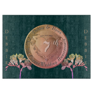7th Wedding Anniversary Copper Fresia Cutting Board