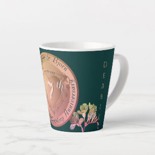 7th Wedding Anniversary Copper Fresia Latte Mug