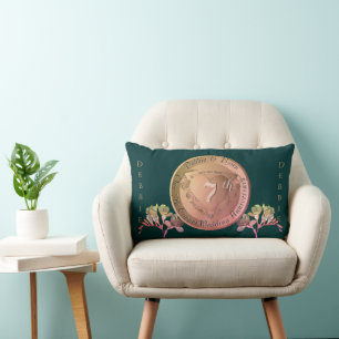 7th Wedding Anniversary Copper Fresia Lumbar Cushion