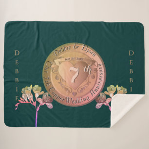 7th Wedding Anniversary Copper Fresia Sherpa Blanket