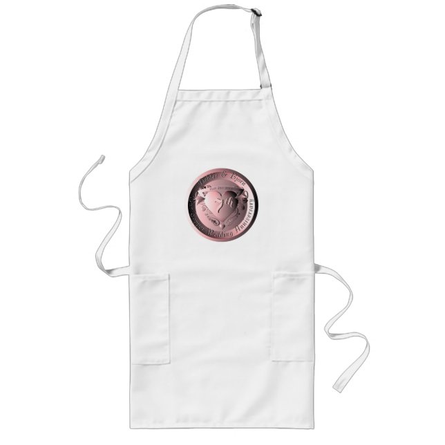 7th Wedding Anniversary Copper Medallion Long Apron (Front)