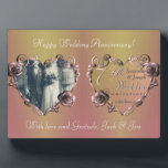 7th Wedding Anniversary Coppery Rose Plaque<br><div class="desc">A lovely and affordable way to honor your wedding anniversary with my metallic-like 3D rose heart framing your gorgeous photo. And then along side,  marking the day on these fabulously printed Zazzle plaques.</div>