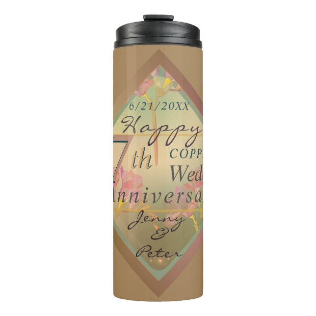 7th Wedding Anniversary Gift Bag Thermal Tumbler (Front)