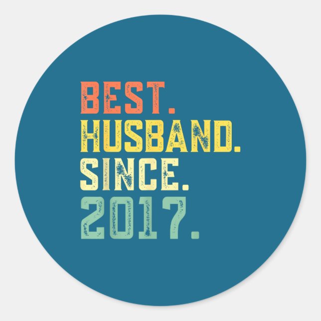 7th Wedding Anniversary Husband Since Classic Round Sticker (Front)