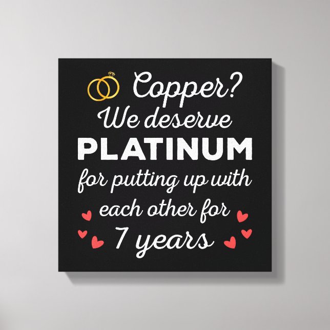 7th Wedding Anniversary I - Copper Funny Couple Canvas Print (Front)