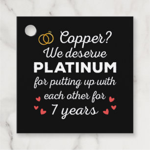 7th Wedding Anniversary I - Copper Funny Couple Favour Tags