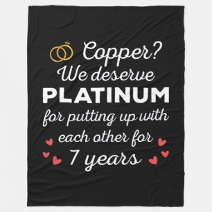 7th Wedding Anniversary I - Copper Funny Couple Fleece Blanket