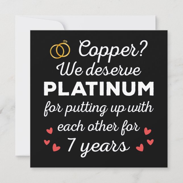 7th Wedding Anniversary I - Copper Funny Couple Invitation (Front)